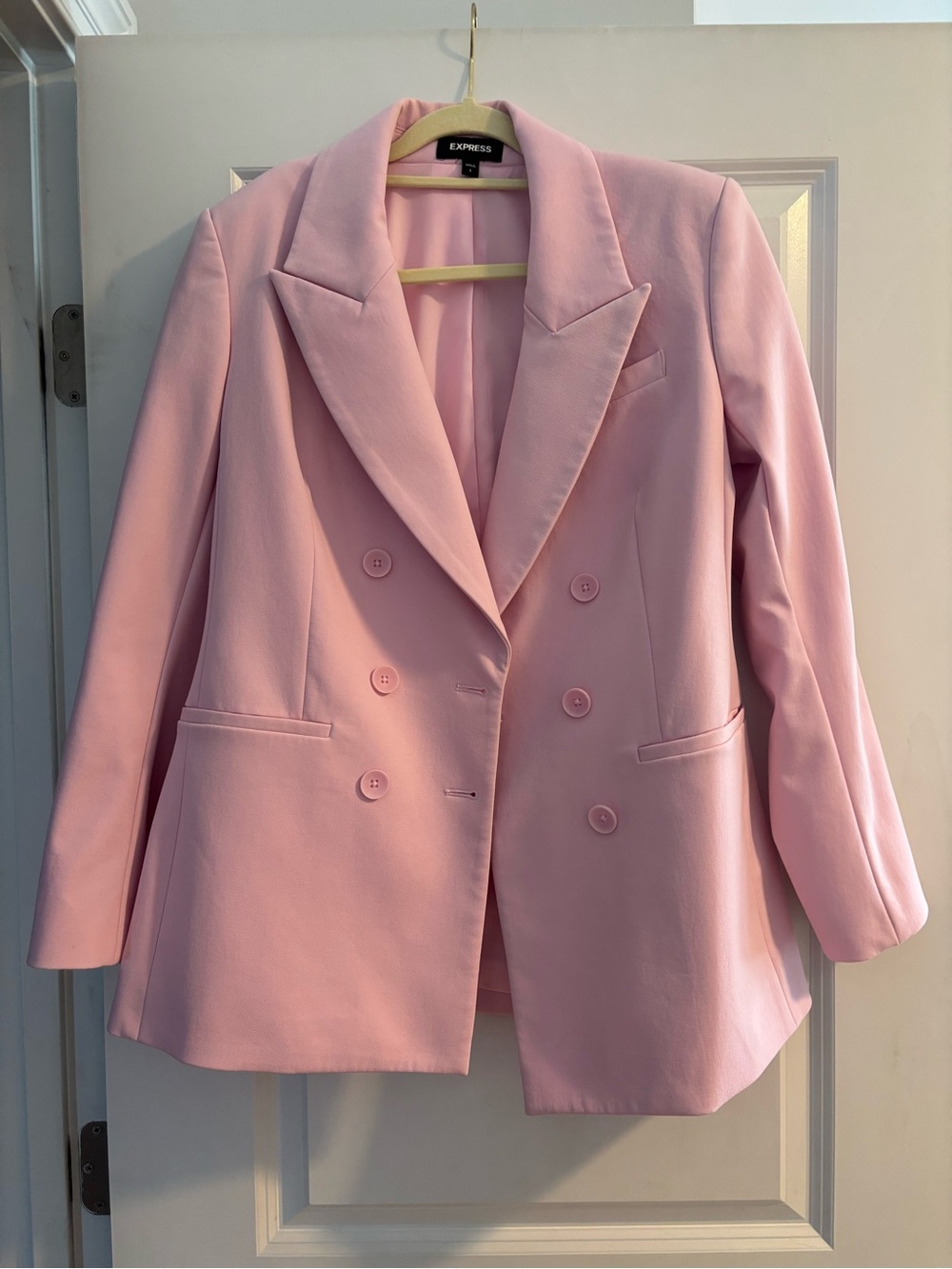 Express Double-Breasted Light Pink Blazer
